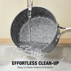 Saucepan Set, Nonstick 2Qt & 3Qt Sauce Pans with Lids, Small Pot with Lid - Natural Granite, Grey