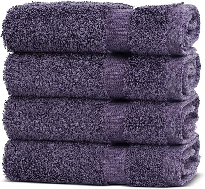 Chakir Turkish Linens | Hotel & Spa Quality 100% Cotton Premium Turkish Towels | Soft & Absorbent (4-Piece Washcloths, Plum)