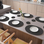 Placemats Set of 6 Oval – Woven Boho Farmhouse Table Mats for Dining Table for 6, Kitchen Decor, Washable and Handmade Rustic Table Accessories (Oval Plus 6 Coasters, Black)