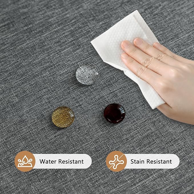 Faux Linen Fabric Rectangle Grey Table Cloth, 55 x 70 Inch Textured Stain Resistant & Washable Gray Rectangular Tablecloth, Reusable for Dinning Kitchen Party,