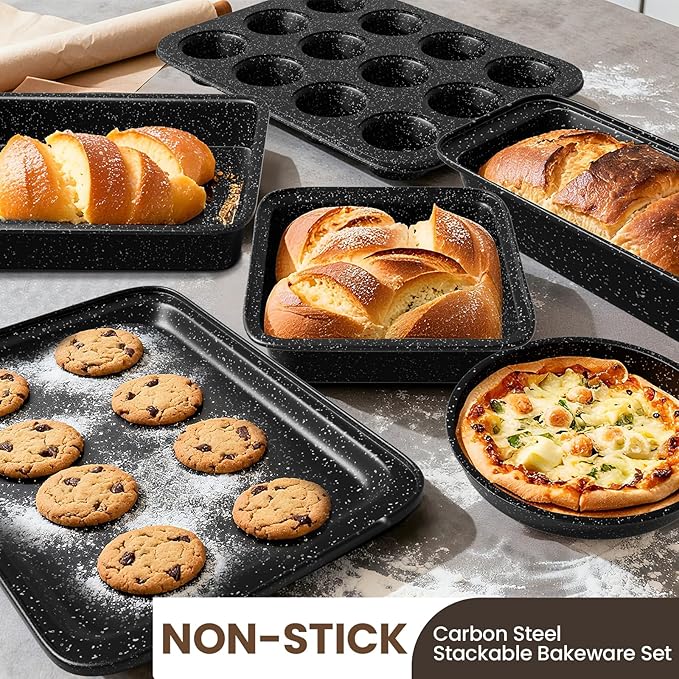 Pots and Pans Set Non Stick, 31 Piece Kitchen Induction Cookware & Bakeware Set, Nonstick Kitchen Cooking Pans Set with Frying Pans Set Grill Pan Saucepan Baking Sheet & Utensils, PFOA Free