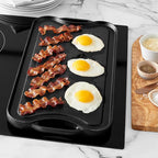 Amazon Basics Pre-Seasoned Cast Iron Reversible Rectangular Grill/Griddle with Even Heat Distribution, Black, 20 x 10.63 x 0.98 inch