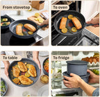 T-fal Ingenio Essentials Cookware Set with Detachable/Removable Handle 11 Piece, Granite Titanium Non Stick, Induction, Oven Broiler Safe 500F, Stackable, Pots and Pans Set, RV Camping, Fry Pans Gray