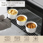 MALACASA Ramekins with Lids 8 oz - Set of 6, White Porcelain Creme Brulee Souffle Ramekins with Covers, Ceramic Custard Cups for Baking, Dishwasher and Oven Safe, Series RAMEKIN-DISH