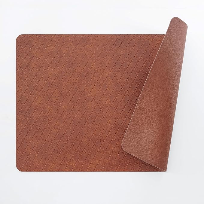 POLYTE Indoor/Outdoor Washable Geometric Vinyl Faux Leather Table Dining Placemats, Set of 4