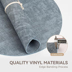 13" Round Placemats Set of 4, Reversible Faux Leather Heat Resistant Table Mats, Waterproof Oilproof Wipeable Table Protective Placemats for Vinyl, Washable for Indoor & Outdoor Use (4, Light Blue)