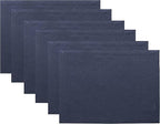 Solino Home Linen Navy Blue Placemats Set of 6-100% Pure Linen Placemats 14 x 19 Inch for Holiday, Winter, New Year - Fete