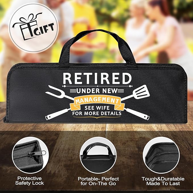 Retirement Gifts for Men, Retired Gifts for Men, Dad, Grandpa, Coworker, Teacher, Boss, Grilling Accessories, Heavy Duty Stainless Steel Grill Set BBQ Grill Tools for Outdoor Grill with Aluminum Case