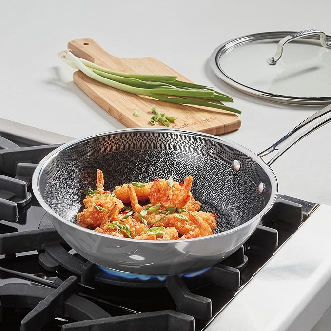 Cuisinart FusionPlus Hybrid Nonstick Stainless Steel Cookware, 10.25-Inch Deep Fry Pan Skillet with Cover, PFAS-Free PURELYSEAR Ceramic Technology, Scratch Proof, Cool Grip Handles, Dishwasher Safe