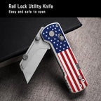 OKNIFE U1 Pro Multitool Folding Utility Knife with Folding Screwdriver, Quick Change Blade Utility Knife, Rail Lock & Pocket Clip for Men Women (Stars&Stripes)