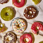 Global Grub DIY Morimoto Mochi Donut Kit - Includes Mochi Donut Mold, Reusable Piping Bag, Sweet Rice Mochi Flour, Confectioners’ Sugar, Strawberry Powder, Cocoa Powder & Matcha Green Tea Powder, Step-by-Step Instructions, Master Chef Approved, Makes 1...