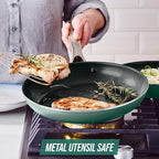 Blue Diamond 20 Piece Cookware and Bakeware Set, Diamond Infused PFAS-Free Ceramic Nonstick Pots and Pans, Durable Nontoxic Metal Utensil Safe & Scratch Resistant, Dishwasher & Oven Safe, Green