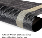 Leetaltree Luxury Black Placemats with Gold Stripes Placemats Set of 4 - Waterproof Washable for Wedding, Anniversary, Daily Use - Sparkling Table Decor - Hand-Cut