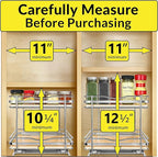 LYNK PROFESSIONAL® Élite™ Pull Out Spice Organization for Cabinets - 10-3/8 inch Wide – Spice Rack for Inside Cabinets – Wood/Chrome - Sliding Spice Rack Organizer for cabinet – Spice Rack - 2 Tier