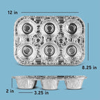 PLASTICPRO Aluminum Foil Muffin Pans Reusable and Disposable, Muffin & Pie foil Pan (50, 6 cavity XL)