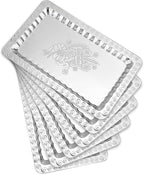 6-Pack Silver Serving Trays Set (14" x 9") – Swirl Floral Engraved Serving Platters for Parties, Weddings, Birthdays, Festive Occasions – Mirror Trays for Charcuterie, Cookies, Desserts, Snacks, Fruit