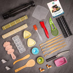FUNGYAND Sushi Making Kit, 27-in-1 Professional Maker Set with Bazooka Roller, Nigiri & Musubi Presses, Bamboo Mats, Knife, Chopsticks, Ceramic Dishes - Ideal for Beginners
