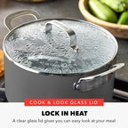GreenPan x Bobby Flay 6QT Stockpot with Glass Lid, PFAS-Free Diamond Ceramic Nonstick Pot, Induction Suitable, Easy Clean Dishwasher & Oven Safe, Quick Heating, Pasta, Soups, Graphite