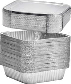 8x8 Disposable Aluminum Pans With Lids - 10 Pack Foil Pans For Cooking, Baking Cakes, Roasting & Homemade Breads - Disposable Food Containers With Foil Lids