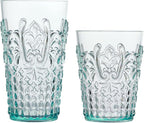 KLIFA- BLOIS- 15.2 & 20.5 ounce, Set of 8, Acrylic Tumbler & Highball Drinking Glasses Cups, BPA-Free, Stackable Plastic Drinkware, Dishwasher Safe, Vintage Looking Cups, Light Teal