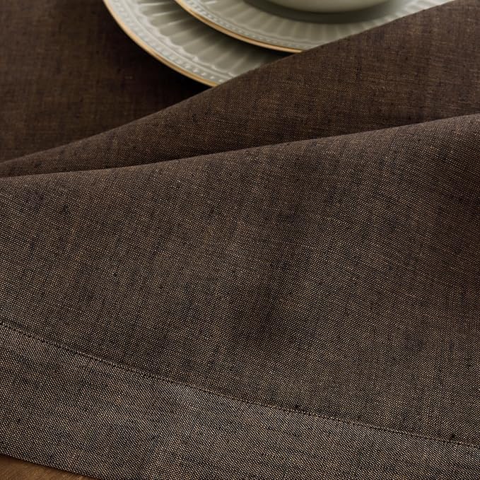 Solino Home Linen Placemats Set of 4-100% Pure Linen Chambray Brown Cloth Placemats 14 x 19 Inch - Athena