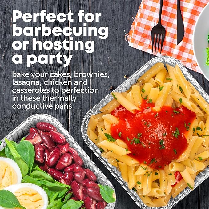 8x8 Disposable Aluminum Pans - 40 Pack Foil Pans For Cooking, Baking Cakes, Roasting & Homemade Breads - Disposable Food Containers