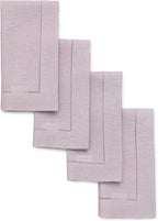 Solino Home Linen Napkins Set of 4 - Classic Hemstitch 100% Pure Linen Lilac Dinner Napkins Cloth 20 x 20 Inch for Valentines - Handcrafted and Machine Washable
