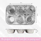 PLASTICPRO Aluminum Foil Muffin Pans Reusable and Disposable, Holds 6 Cupcakes/Muffin & Pie foil Pan Pack of 20
