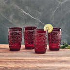 Fitz & Floyd Fitz and Floyd Trestle Highball Tumbler Cups, Set of 4, Red (Pack of 2)