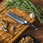 KYOKU Nakiri Knife - 7" - Shogun Series - Japanese Style VG10 Steel Core Damascus Blade - with Sheath & Case