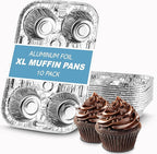 PLASTICPRO Aluminum Foil Muffin Pans Reusable and Disposable, Muffin & Pie foil Pan (10, 6 cavity XL)
