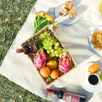 Wicker Picnic Basket with Handles, Wicker Baskets with Wooden Base for Picnic, Camping & Storage Basket