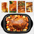 18 Quart Roaster Oven with Self-Basting Lid, Electric Turkey Roaster Oven with Defrost & Warm Function, Adjustable Temperature, Removable Pan & Rack, Stainless Steel, Black