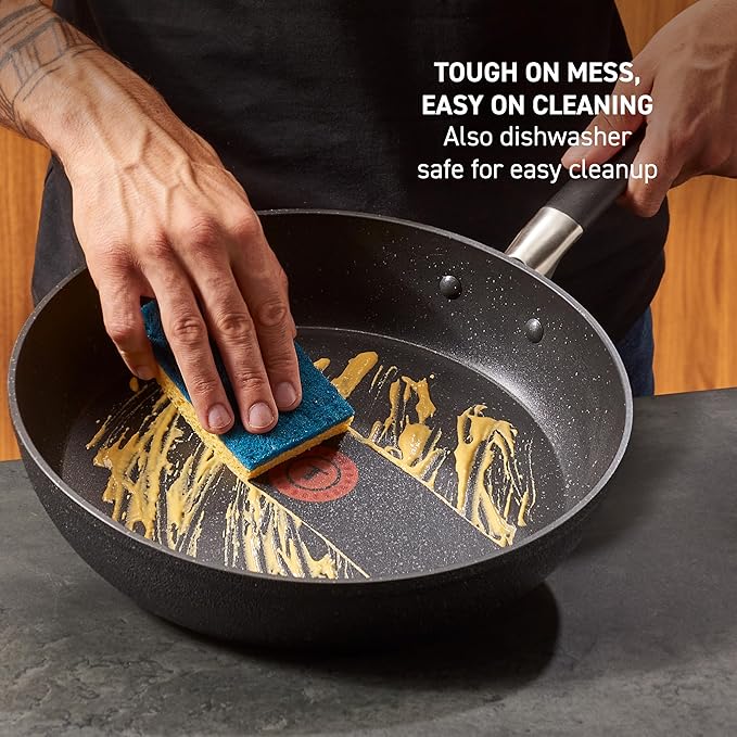 T-Fal Stone Force Platinum Non Stick Saucepan w/Lid 3 Quart, Oven Broiler Safe 400°F, Multipurpose Sauce Pan, Handy Small Pot, Cookware, Kitchen, Pots and Pans, Dishwasher Safe, Black