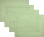 D'Moksha Homes Sage Green Linen Cloth Placemats Set of 4-100% Pure Linen Hemstitch Placemats 14 x 19 Inch - Classic Hemstitch Table Place Mats for Winter - Handcrafted and Machine Washable