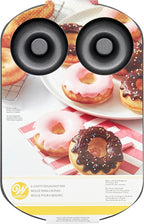 Wilton 6-Cavity Doughnut Baking Pan, Makes Individual Full-Sized 3 3/4" Donuts or Baked Treats, Non-Stick and Dishwasher Safe, Enjoy or Give as Gift, Metal (1 Pan)