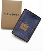 Solino Home Linen Cloth Napkins Set of 4-100% Pure Linen Chambray Navy Dinner Napkins 20 x 20 Inch for Winter, New Year - Athena, Handcrafted and Machine Washable
