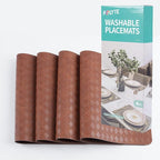 POLYTE Indoor/Outdoor Washable Geometric Vinyl Faux Leather Table Dining Placemats, Set of 4