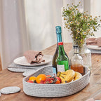 Placemats Set of 6 Oval – Woven Boho Farmhouse Table Mats for Dining Table for 6, Kitchen Decor, Washable and Handmade Rustic Table Accessories (Oval Plus, Gray Mixed)