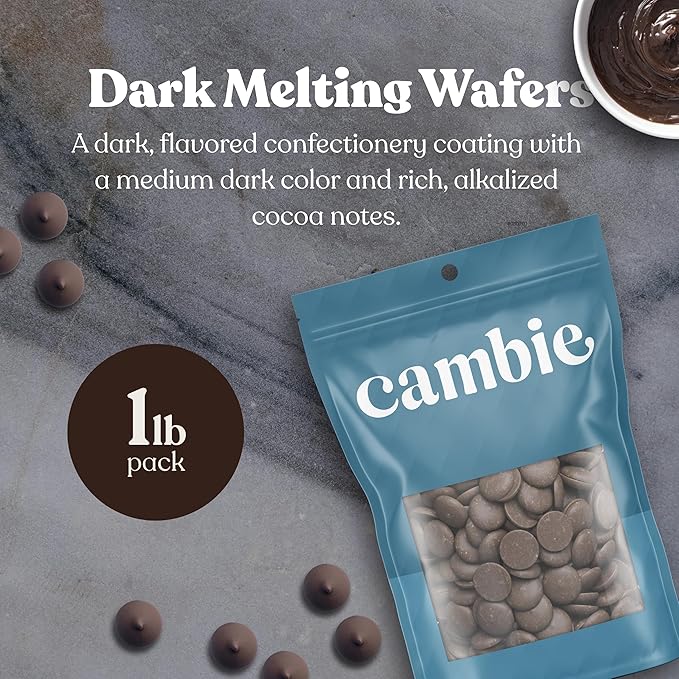 Merckens Dark Melting Chocolate - 1 Pound of Premium Quality Dark Candy Melts to make a Dubai Chocolate Bar, Cake Pops, Cocoa Bombs, & Homemade Desserts