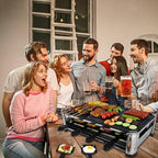 TAMARIT Raclette Cheese Table Grill Portable Electric Indoor Korean BBQ Griddle 1400 W Raclette Party Grill with Iron Nonstick Extra Large Cooking Plate for Home Party, Stainless Steel