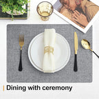 Homaxy Cloths Placemats for Dining Table Set of 8, Heat Resistant Washable Cotton Linen Blend Table Mats, Easy to Clean Place Mats for Indoor Outdoor Party Kitchen Decoration, 13" x 19", Dark Grey