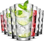 Melrose 18-Piece Family Drinking Glasses Set - Drinking Glassware Set with Highball Cooler, DOF (Double Old Fashioned), and Juice Glasses - 6 Each