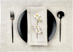 D'Moksha Homes Light Natural Linen Cloth Placemats Set of 4-100% Pure Linen Hemstitch Placemats 14 x 19 Inch - Classic Hemstitch Table Place Mats for Valentines - Handcrafted, Machine Washable