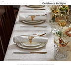 Leetaltree Luxury Crystal White Sequin Placemats Set of 12 - Waterproof Washable for Wedding, Anniversary, Daily Use - Sparkling Table Decor - Hand-Cut