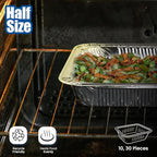 EHOMEA2Z 9x13 Disposable Aluminum Pans (30 Pack) – Made in USA Half Size Steam Table Pans, 13x9 Foil Baking Trays for Lasagna, Casseroles, Catering, Parties, BBQ, Crawfish Trays