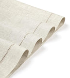D'Moksha Homes Light Natural Linen Cloth Placemats Set of 4-100% Pure Linen Hemstitch Placemats 14 x 19 Inch - Classic Hemstitch Table Place Mats for Valentines - Handcrafted, Machine Washable