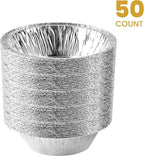 PLASTICPRO 6'' Inch Round Tin Foil Cake Pans Disposable Aluminum, Freezer & Oven Safe - For Baking, Cooking, Storage, Roasting, & Reheating, Pack of 50