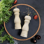 BILL.F Salt and Pepper Grinder Wooden Pepper Mill Grinder White Salt Pepper Shakers Set of 2 with Adjustable Ceramic Rotor- 7 Inch