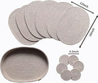Placemats Set of 6 Oval – Woven Boho Farmhouse Table Mats for Dining Table for 6, Kitchen Decor, Washable and Handmade Rustic Table Accessories (Oval Plus, Taupe Mix)